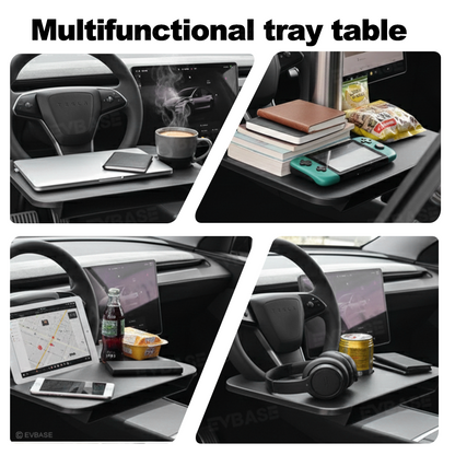 Steering Wheel Tray Portable Multifunctional Table Desk with Cup Holder for Tesla Model Y/ Y Juniper & Model 3/ 3 Highland