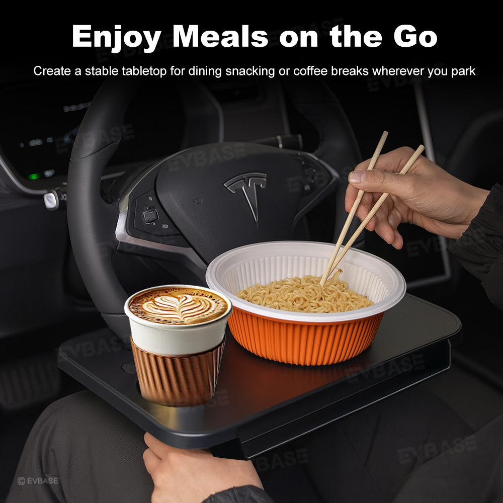 Steering Wheel Tray Portable Multifunctional Table Desk with Cup Holder for Tesla Model Y/ Y Juniper & Model 3/ 3 Highland