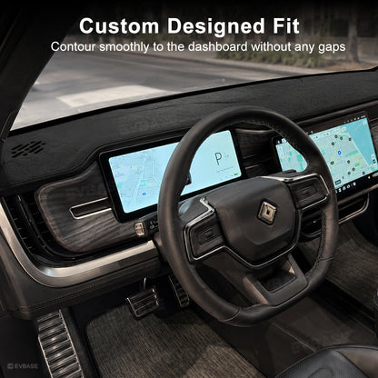 Suede Dash Cover for Rivian R1S/R1T Anti-Glare Dashboard Mat Non-Slip UV Protection