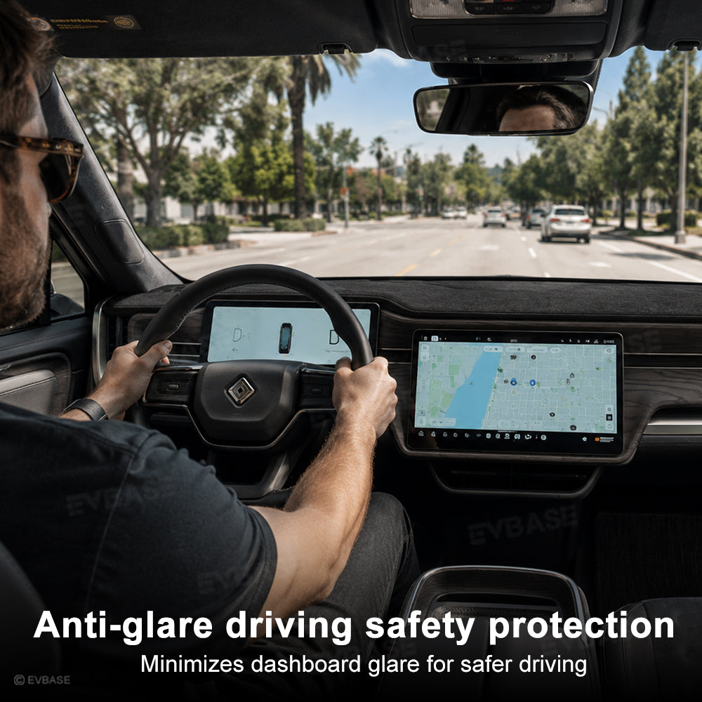 Suede Dash Cover for Rivian R1S/R1T Anti-Glare Dashboard Mat Non-Slip UV Protection