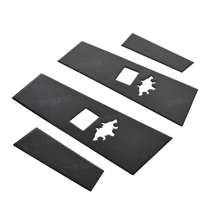 Cybertruck B & C Pillar Trim Covers Carbon Fiber Protective Overlay with Cyberbeast Cerberus Key Card Cutout