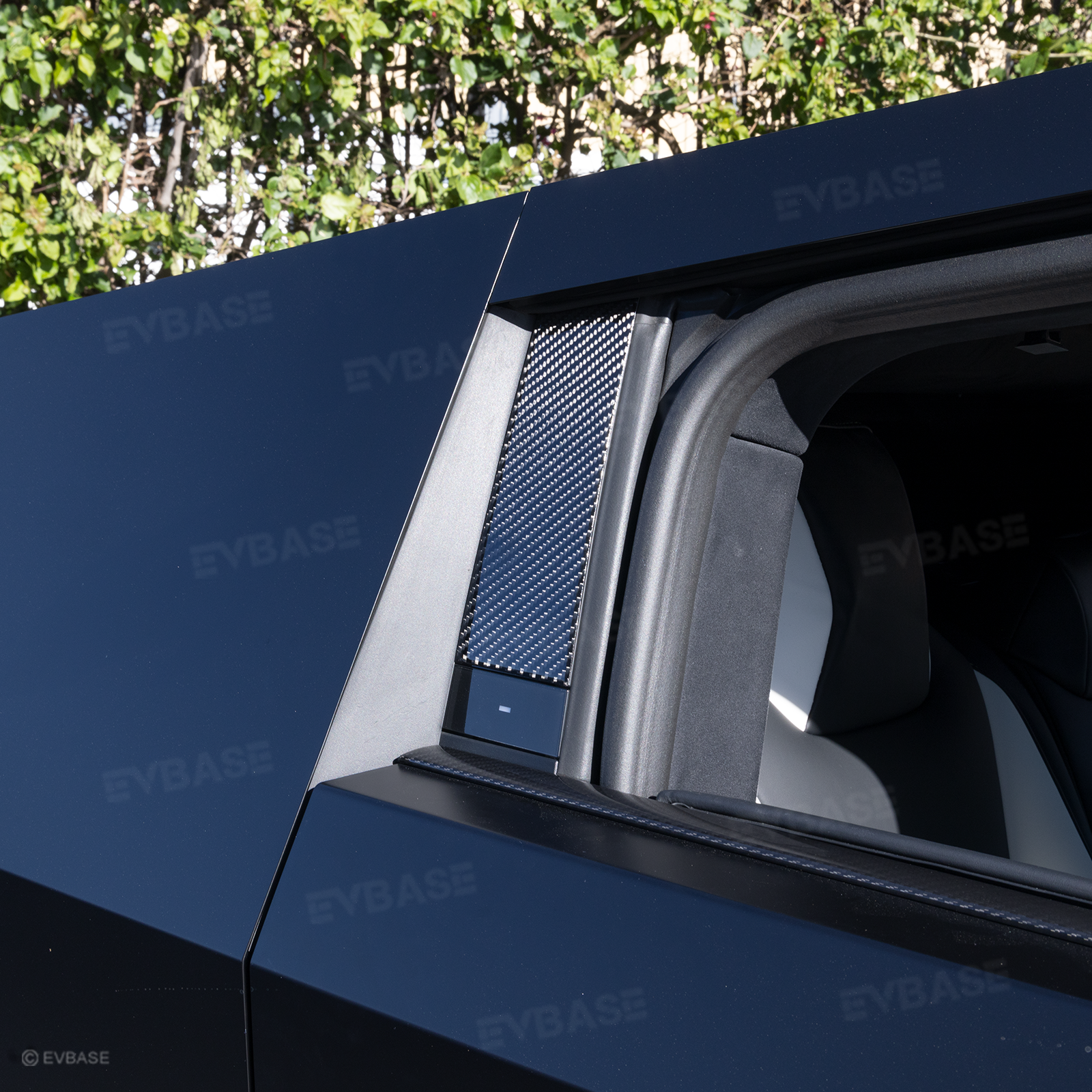 Cybertruck B & C Pillar Trim Covers Carbon Fiber Protective Overlay with Cyberbeast Cerberus Key Card Cutout