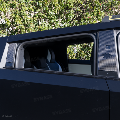Cybertruck B & C Pillar Trim Covers Carbon Fiber Protective Overlay with Cyberbeast Cerberus Key Card Cutout