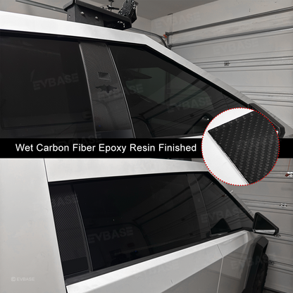 Cybertruck B & C Pillar Trim Covers Carbon Fiber Protective Overlay with Cyberbeast Cerberus Key Card Cutout