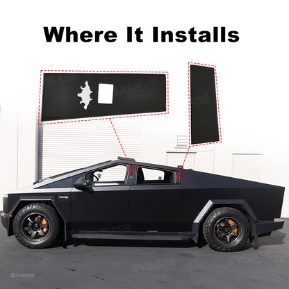 Cybertruck B & C Pillar Trim Covers Carbon Fiber Protective Overlay with Cyberbeast Cerberus Key Card Cutout