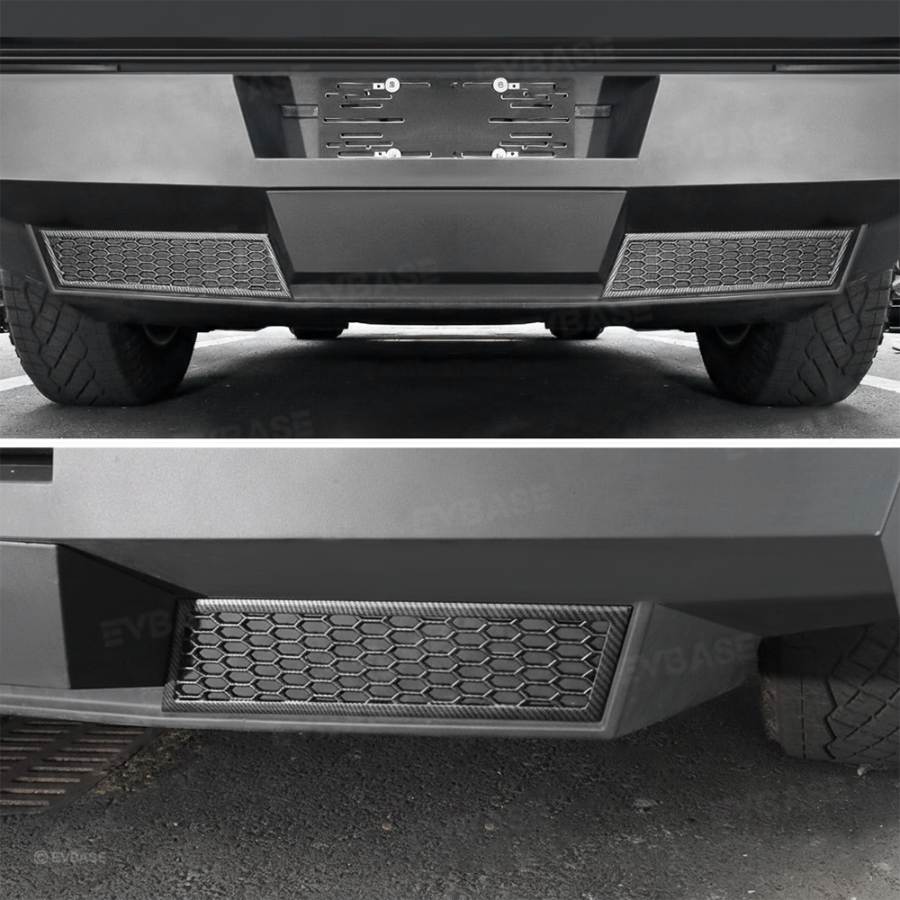 Cybertruck Rear Bumper Honeycomb Mesh Trim Cover ABS Carbon Fiber Style Protective Trim Frame Decal