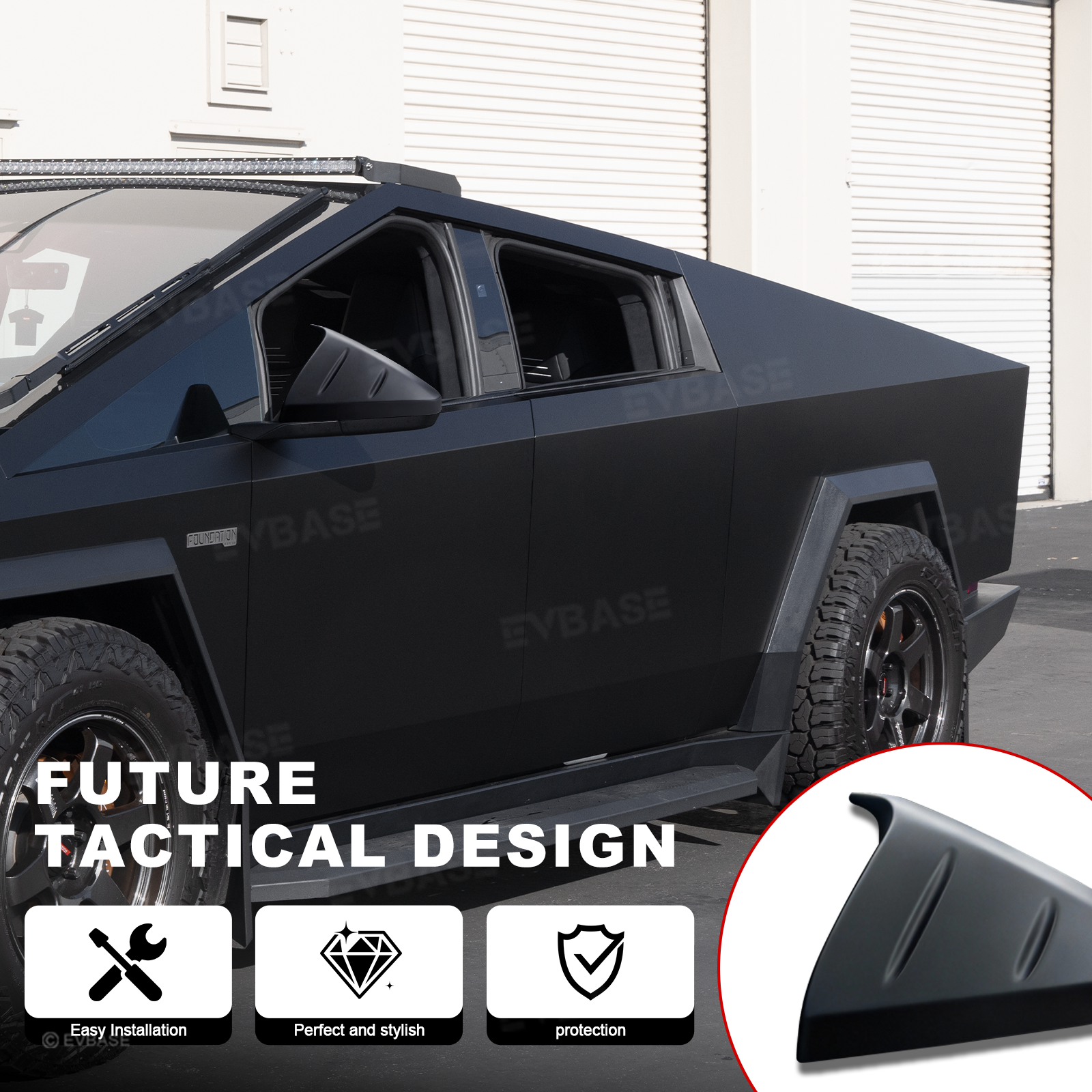 Cybertruck Side Mirror Cover Futuristic Tactical Horn-Style Rearview Mirror Caps ABS Protective Overlay