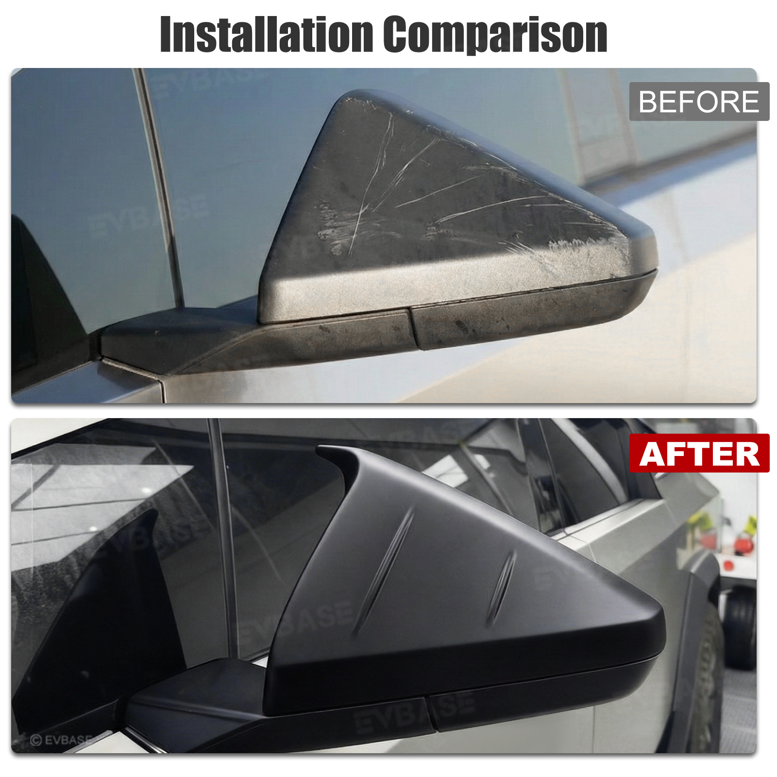 Cybertruck Side Mirror Cover Futuristic Tactical Horn-Style Rearview Mirror Caps ABS Protective Overlay