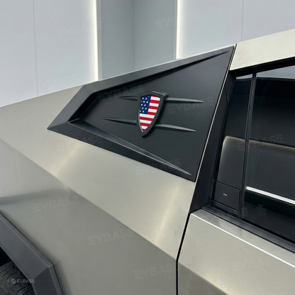 Cybertruck C-Pillar Louver Covers Rear Side Window Futuristic Tactical Overlay ABS Exterior Trim