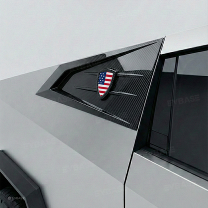 Cybertruck C-Pillar Louver Covers Rear Side Window Futuristic Tactical Overlay ABS Exterior Trim