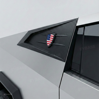 Cybertruck C-Pillar Louver Covers Rear Side Window Futuristic Tactical Overlay ABS Exterior Trim