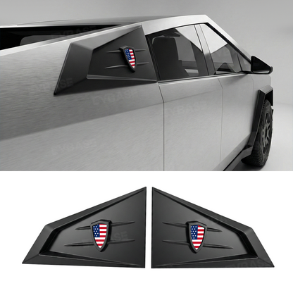 Cybertruck C-Pillar Louver Covers Rear Side Window Futuristic Tactical Overlay ABS Exterior Trim