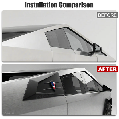 Cybertruck C-Pillar Louver Covers Rear Side Window Futuristic Tactical Overlay ABS Exterior Trim