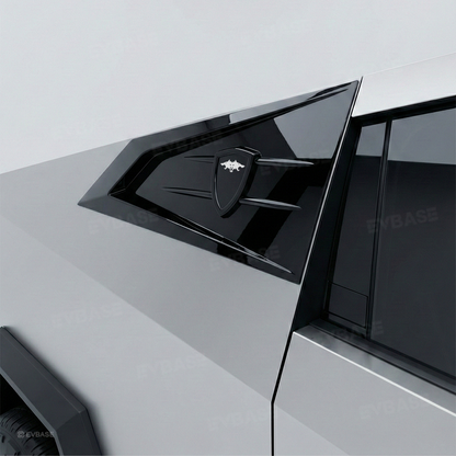 Cybertruck C-Pillar Louver Covers Rear Side Window Futuristic Tactical Overlay ABS Exterior Trim