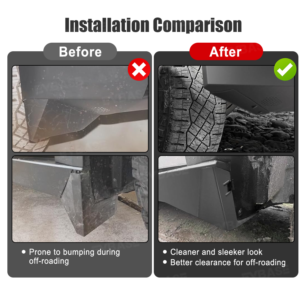 Cybertruck Wheel Fairing Delete Covers Off-Road Protection Mud Flaps No Drilling Splash Guards