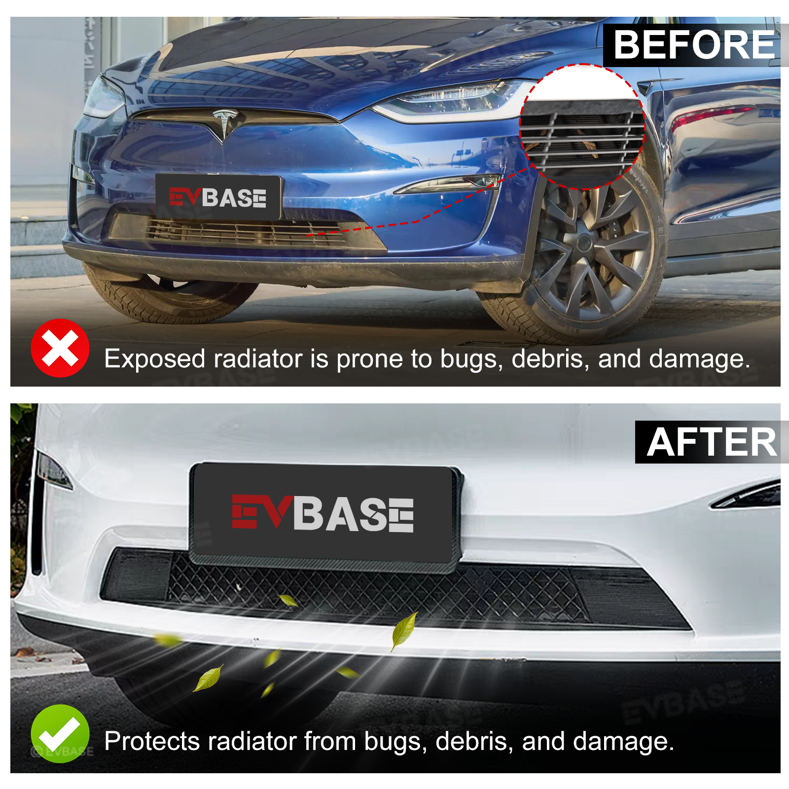 Model X Radiator Protective Mesh Grille Panel Guards Bug Mesh Insert for Tesla