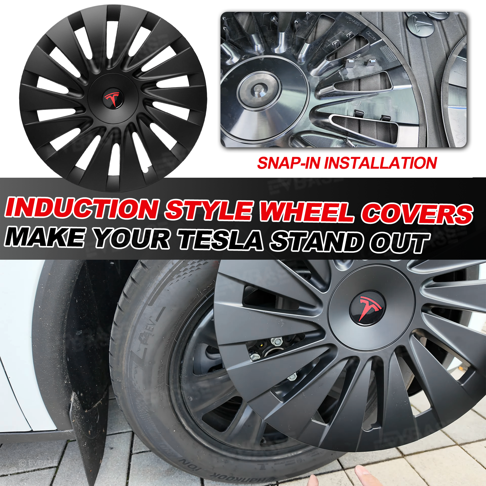 Model Y Juniper Standard 18" Wheel Covers for Tesla Aperture Wheels Induction Style Hubcaps