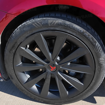 EVBASE Tesla Model 3 Wheel Cover Hubcaps 18 Inch Aero Wheel Covers Replacement 4PCS Matte Black (2017-2023 Year)