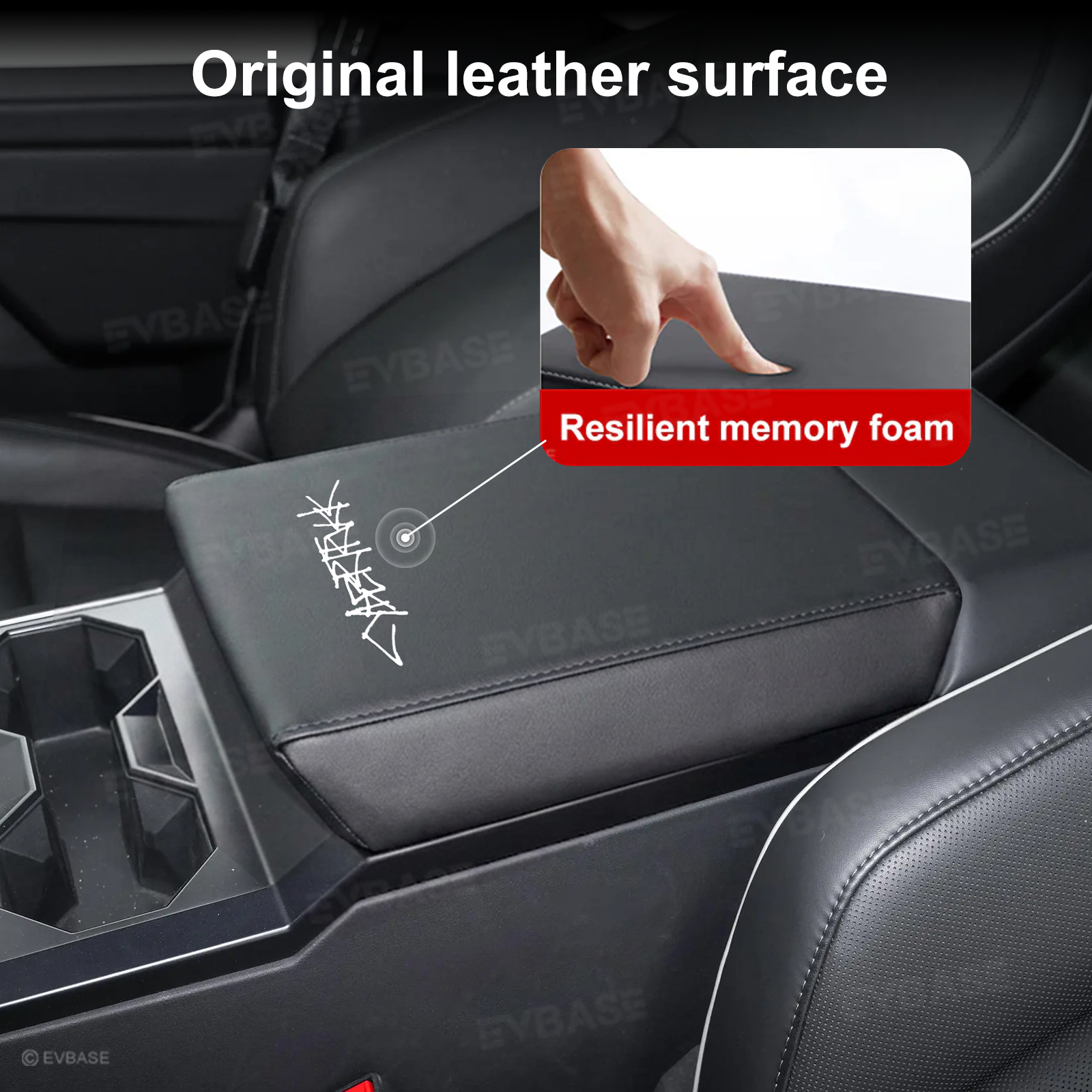 Cybertruck Center Console Armrest Cover PU Leather Anti-Scratch Armrest Box Protector with Logo