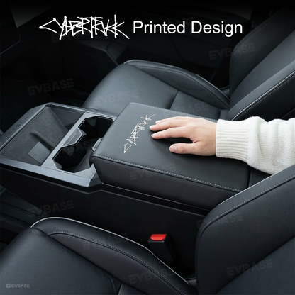 Cybertruck Center Console Armrest Cover PU Leather Anti-Scratch Armrest Box Protector with Logo