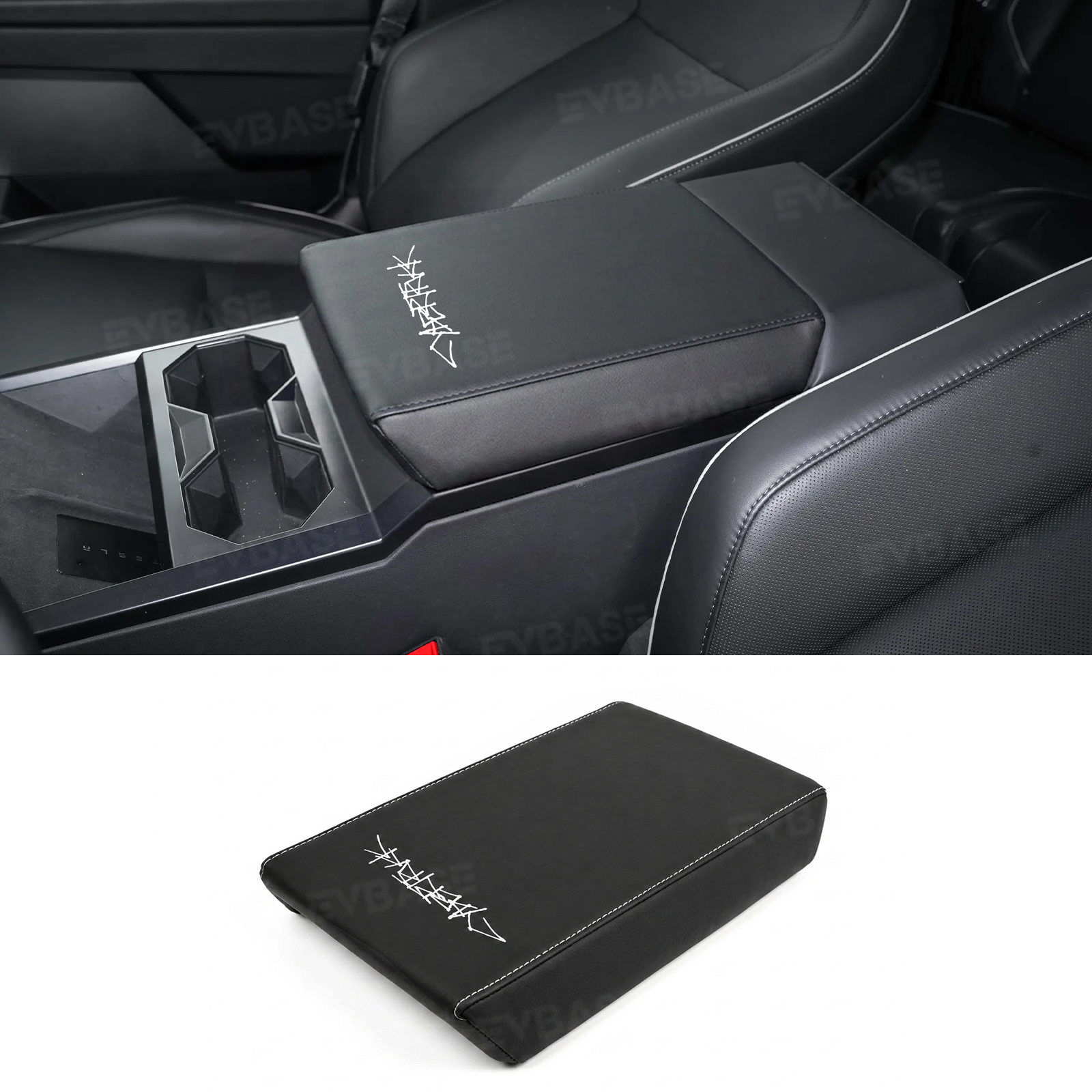 Cybertruck Center Console Armrest Cover PU Leather Anti-Scratch Armrest Box Protector with Logo