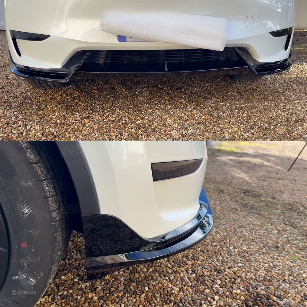 EVBASE Tesla Model Y Front Bumper Lip Fascia Front Lip Spoiler ABS Sport Body Kit Front Apron Model 3