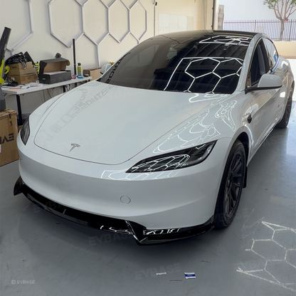 EVBASE Tesla Model Y Front Bumper Lip Fascia Front Lip Spoiler ABS Sport Body Kit Front Apron Model 3