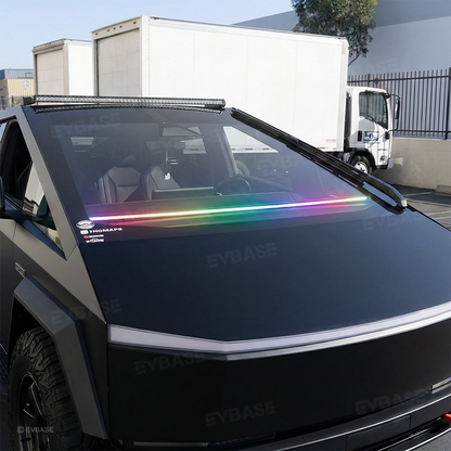 Cybertruck Dashboard Windshield Ambient Lighting RGB Streamer Interior Light Strip with Dual-Side Illumination & LED Sync to Music & Noise-Reducing Seal Design