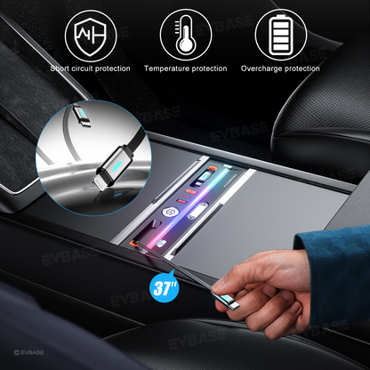 Model Y Juniper/ 3 Highland Center Console USB Hub Docking Station with Retractable Charging Cables & Aromatherapy & Ambient LED Lighting