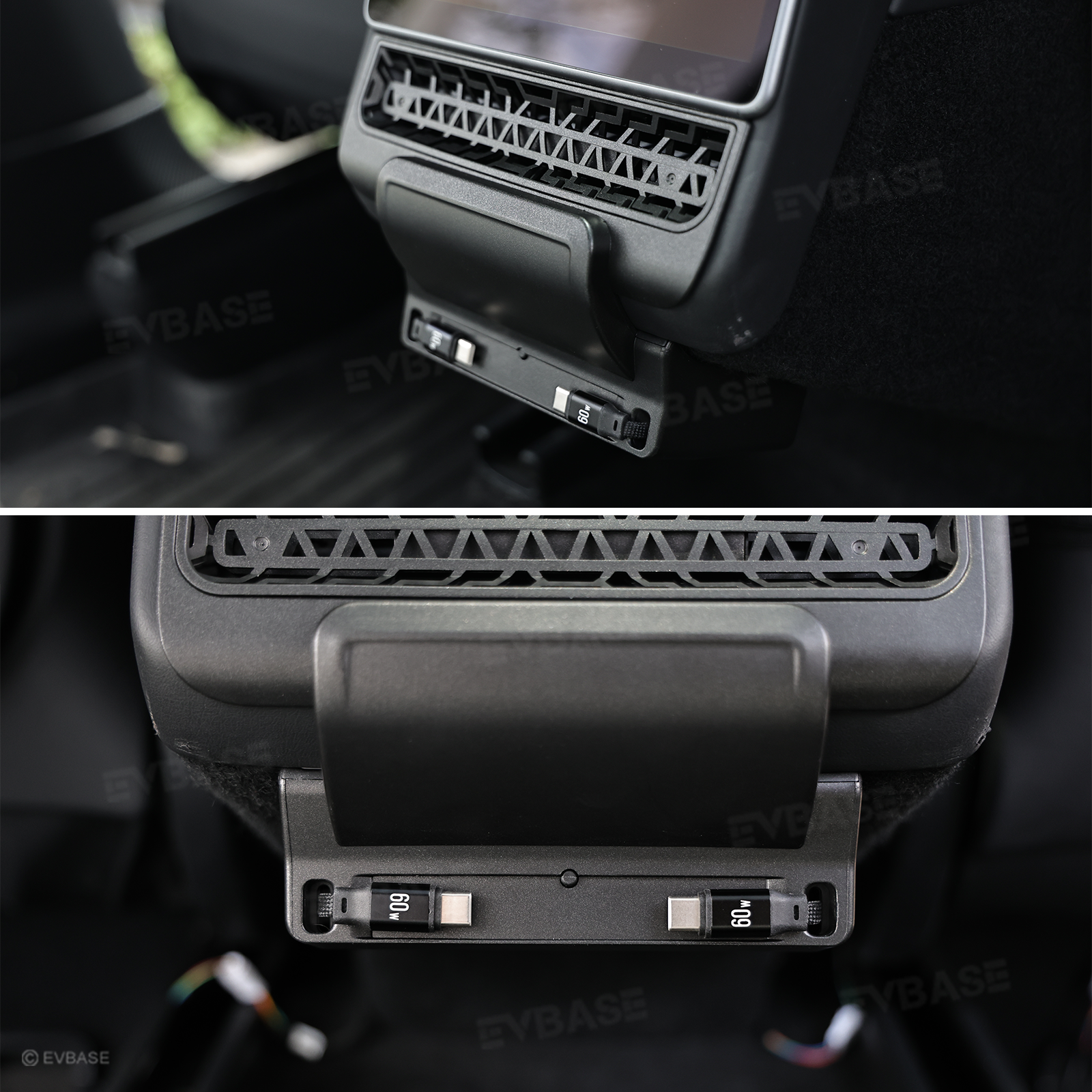 Model Y Juniper/ 3 Highland Rear Vent Expansion Dock 2.0 with Retractable Fast Charging Cables & Aromatherapy &  Air Vent Cover for Tesla