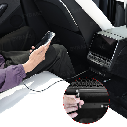Model Y Juniper/ 3 Highland Rear Vent Expansion Dock 2.0 with Retractable Fast Charging Cables & Aromatherapy &  Air Vent Cover for Tesla