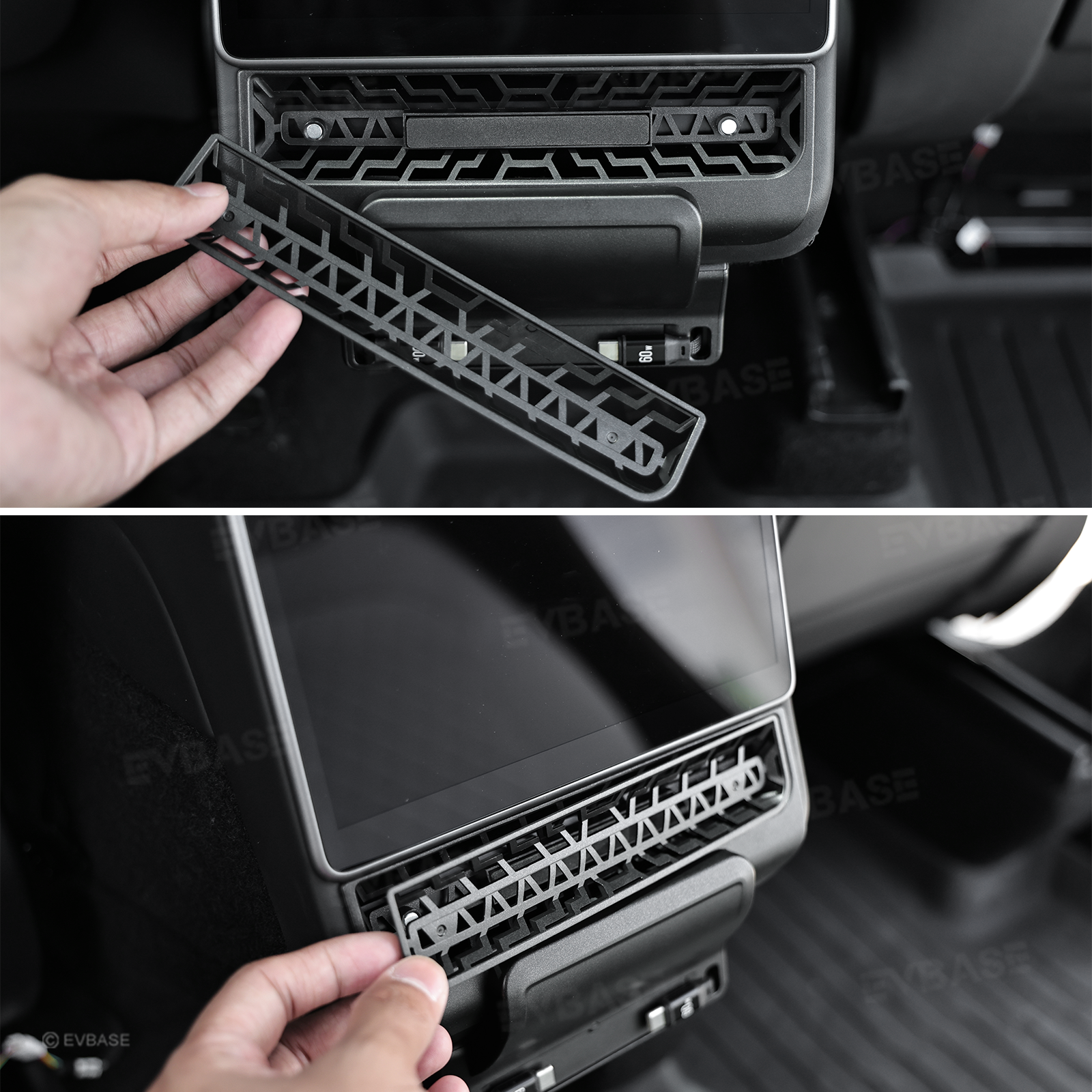 Model Y Juniper/ 3 Highland Rear Vent Expansion Dock 2.0 with Retractable Fast Charging Cables & Aromatherapy &  Air Vent Cover for Tesla