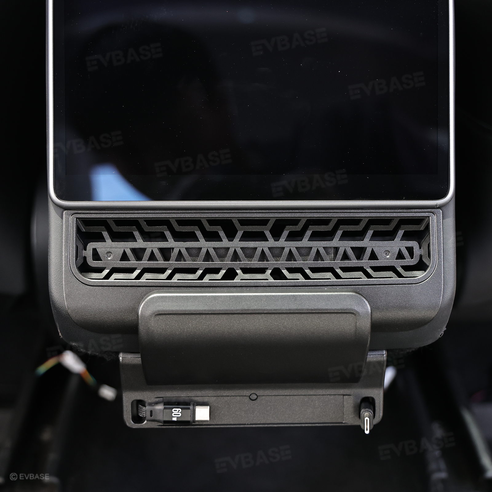 Model Y Juniper/ 3 Highland Rear Vent Expansion Dock 2.0 with Retractable Fast Charging Cables & Aromatherapy &  Air Vent Cover for Tesla
