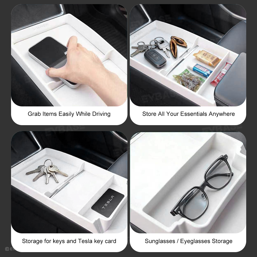 Model Y Juniper/ 3 Highland Center Console Tray TPE Organizer Interior Storage Accessories