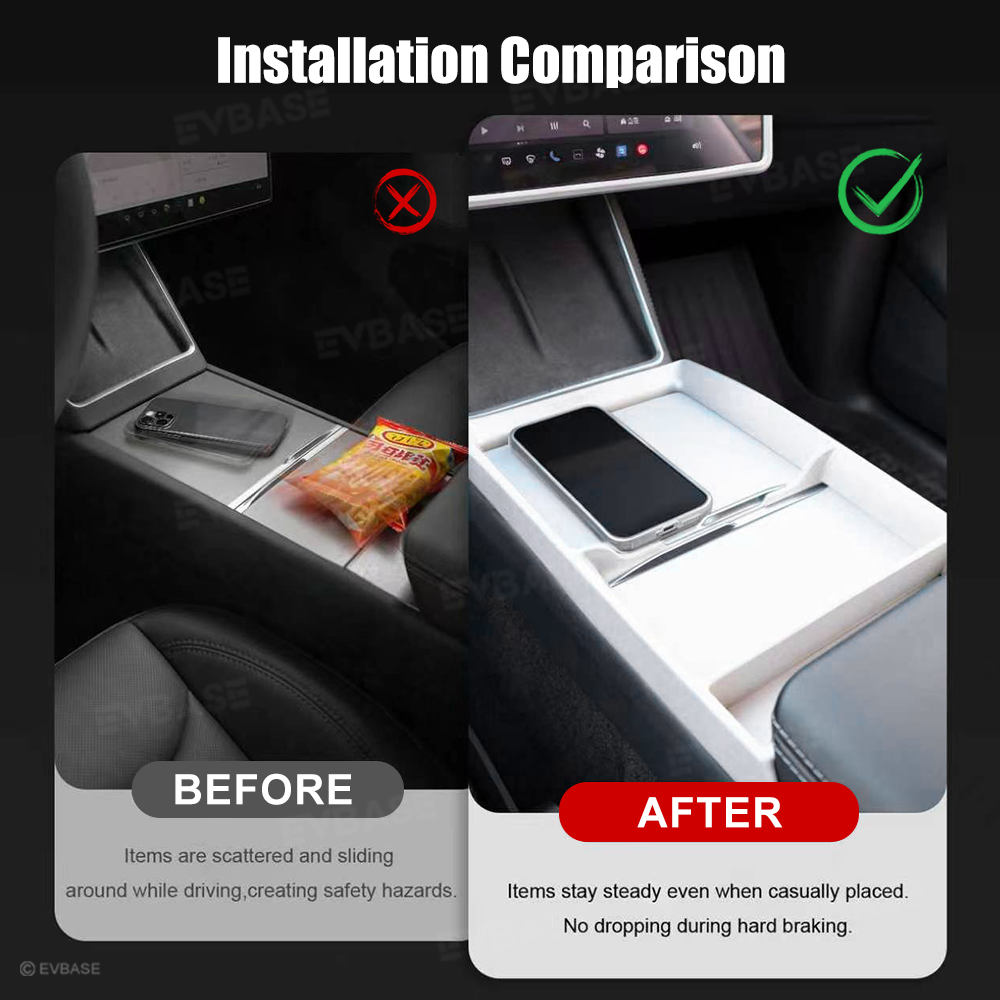 Model Y Juniper/ 3 Highland Center Console Tray TPE Organizer Interior Storage Accessories