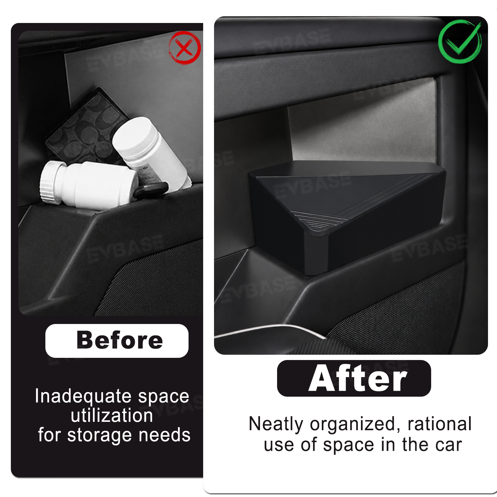 Cybertruck Door Organizer Tray with Lid Hidden Silicone Storage Box Waterproof Anti-Slip Door Pocket Insert