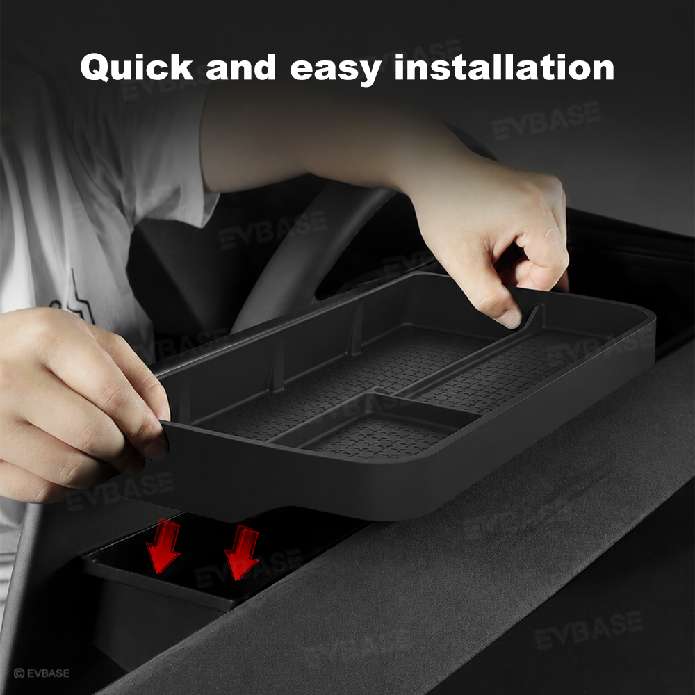 Model Y Juniper/ 3 Highland Dashboard Organizer Dual-Layer Behind-Screen Storage Tray with Non-Slip Design