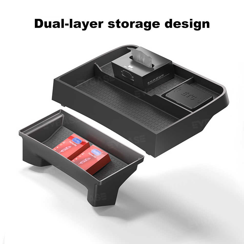Model Y Juniper/ 3 Highland Dashboard Organizer Dual-Layer Behind-Screen Storage Tray with Non-Slip Design