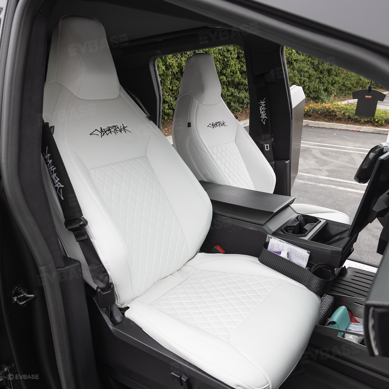 Cybertruck Seat Covers NAPPA Leather Custom Full Coverage Seat Protector Airbag Compatible with Diamond Quilted Design