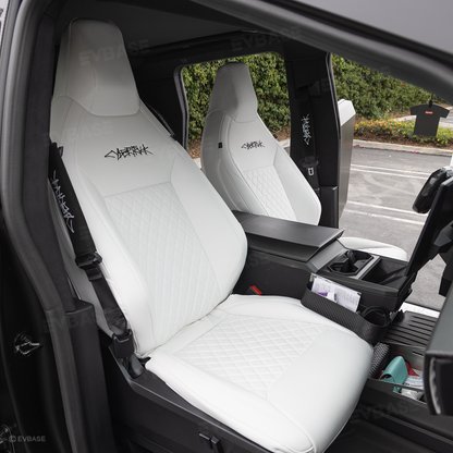 Cybertruck Seat Covers NAPPA Leather Custom Full Coverage Seat Protector Airbag Compatible with Diamond Quilted Design