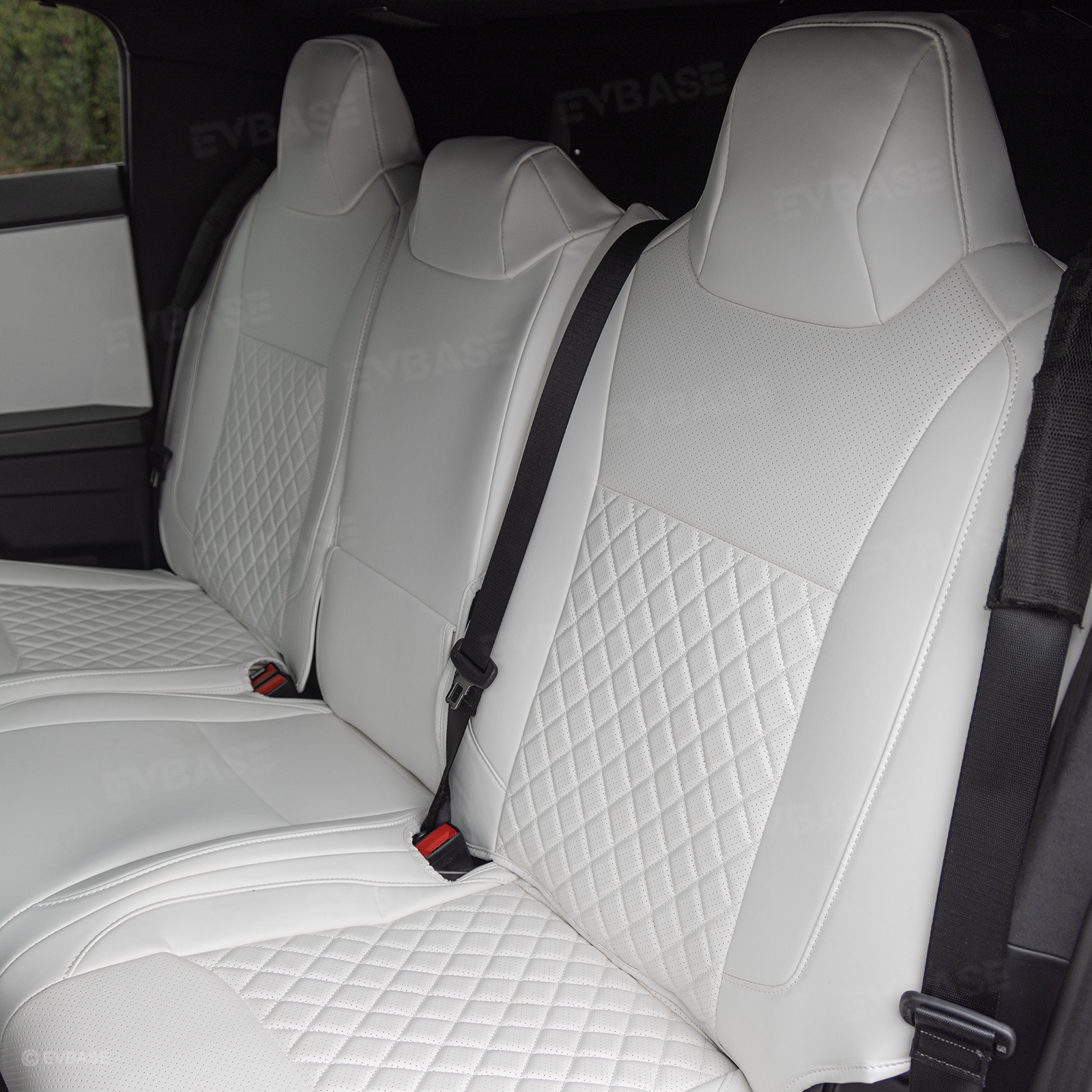 Cybertruck Seat Covers NAPPA Leather Custom Full Coverage Seat Protector Airbag Compatible with Diamond Quilted Design
