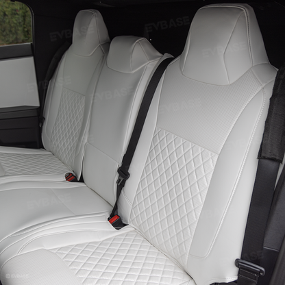 Cybertruck Seat Covers NAPPA Leather Custom Full Coverage Seat Protector Airbag Compatible with Diamond Quilted Design