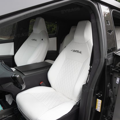 Cybertruck Seat Covers NAPPA Leather Custom Full Coverage Seat Protector Airbag Compatible with Diamond Quilted Design