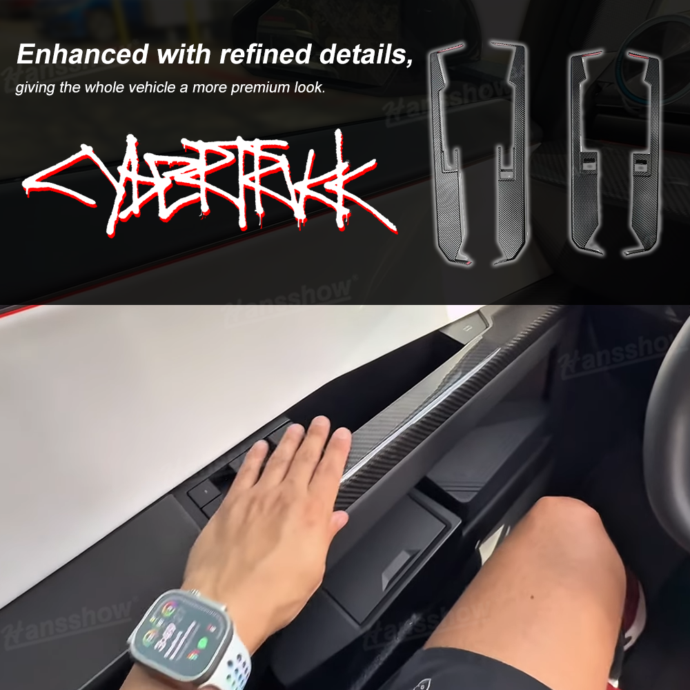 Tesla Cybertruck Door Panel Armrest Cover Real Carbon Fiber Lower Door Panel Overlays