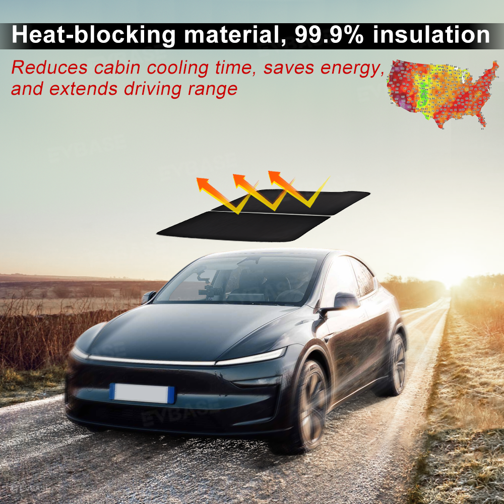 Tesla Model Y Juniper Glass Roof Sunshade Ice Crystal Sunroof Shade Foldable Sun Visor