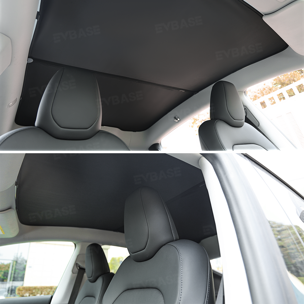 Tesla Model Y Juniper Glass Roof Sunshade Ice Crystal Sunroof Shade Foldable Sun Visor