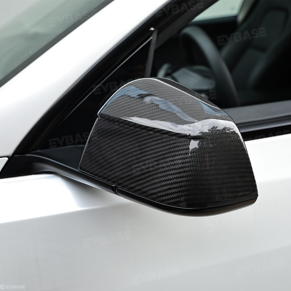 Tesla Side Mirror Covers for Model Y Juniper Real Carbon Fiber Side View Mirror Overlays Exterior Mods