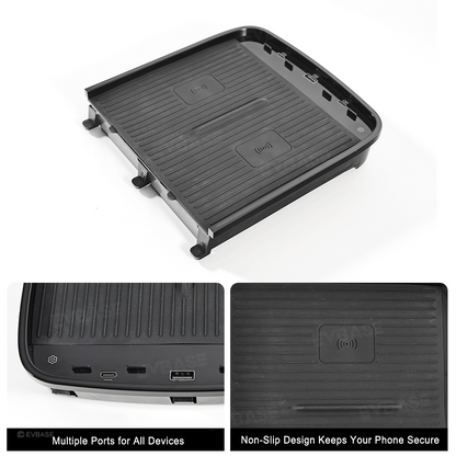 Upgraded Wireless Charger 2.0 for Rivian R1S/R1T Center Console Armrest Dual Phone Charging Pad with Ambient Lighting