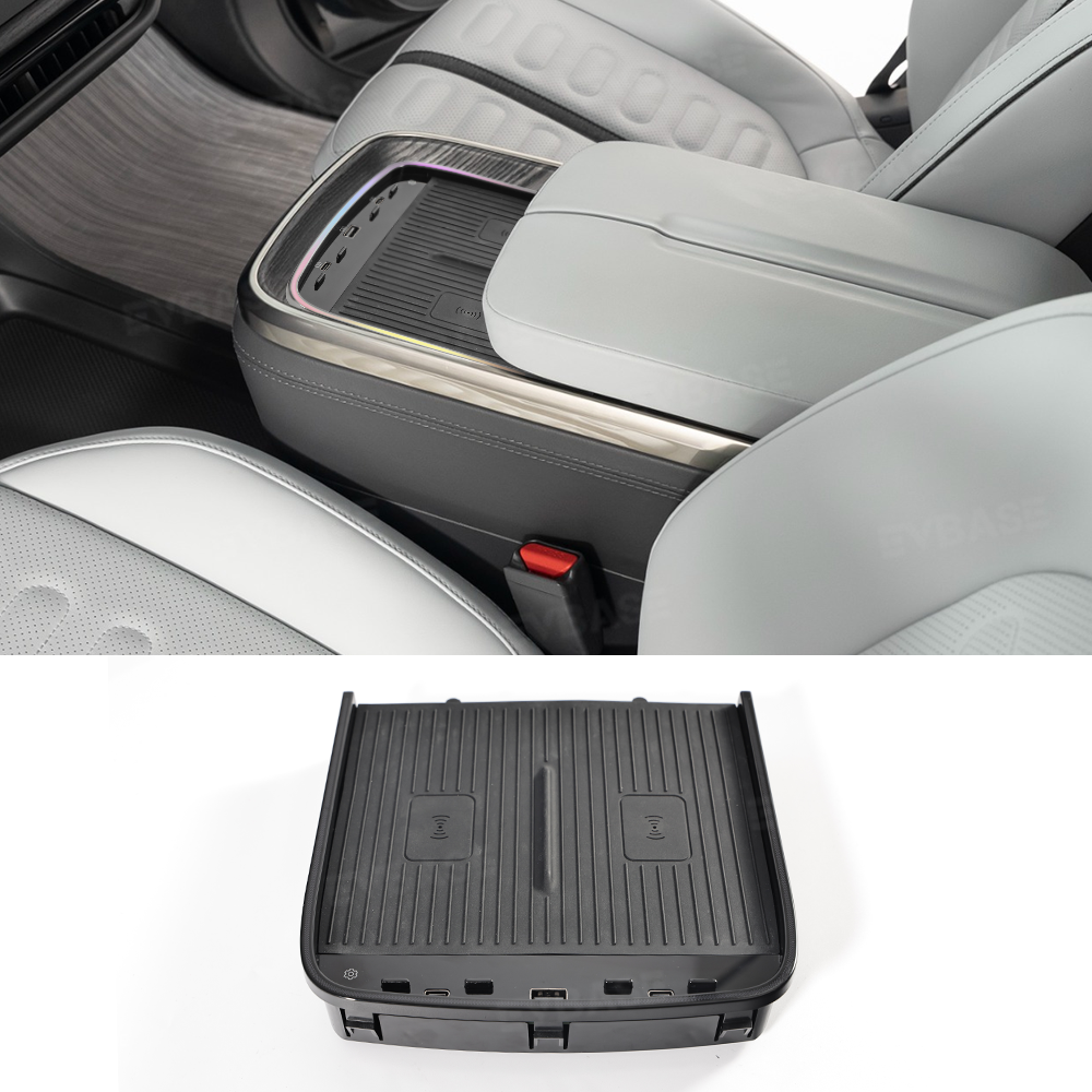 Upgraded Wireless Charger 2.0 for Rivian R1S/R1T Center Console Armrest Dual Phone Charging Pad with Ambient Lighting