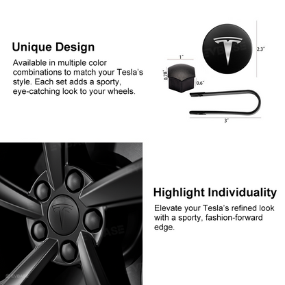 Wheel Center Cap Kit with Lug Nut Covers for Tesla Model 3/Y 18" and 19" Wheels
